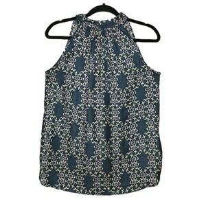 Max Studio Sleeveless Halter Neck Blouse Women's Medium Teal Top Ties In Back